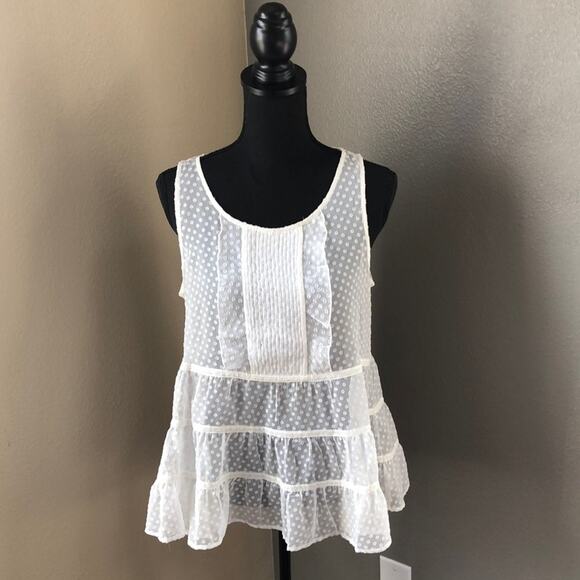 Maeve Elegant Airy White Sleeveless Top - M - Picture 1 of 6